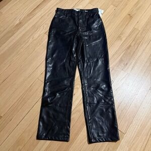 Abercrombie & Fitch The 90s Straight Ultra High Rise Vegan Leather Pants Sz 29/8